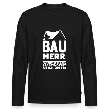 Bauherr 2021 I Hausbau, Bauherren, Richtfest - Männer Premium Bio Langarmshirt - Schwarz - Vorne - Nico (187cm)