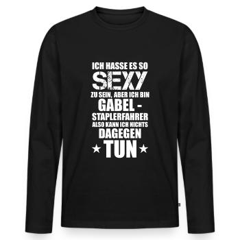 Gabelstapler, Staplerfahrer Geschenkidee - Männer Premium Bio Langarmshirt - Schwarz - Vorne - Nico (187cm)