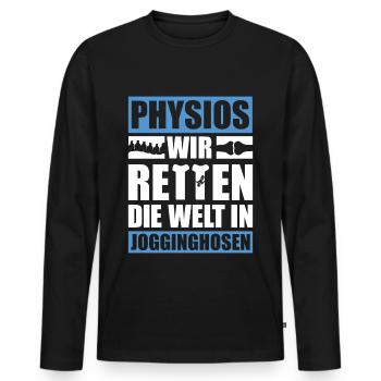 Physio I Physiotherapie I Physiotherapeut - Männer Premium Bio Langarmshirt - Schwarz - Vorne - Nico (187cm)