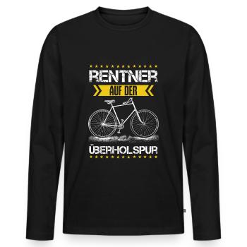 Geschenkidee für Rentner mit E-Bike oder Fahrrad - Männer Premium Bio Langarmshirt - Schwarz - Vorne - Nico (187cm)