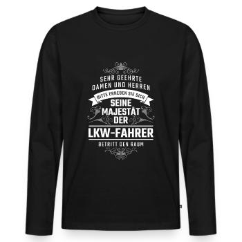 LKW-Fahrer, Trucker, Fernfahrer Geschenk - Männer Premium Bio Langarmshirt - Schwarz - Vorne - Nico (187cm)