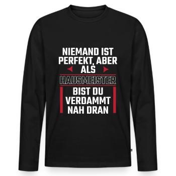 Hausmeister Haustechniker, Hauswart Geschenk - Männer Premium Bio Langarmshirt - Schwarz - Vorne - Nico (187cm)