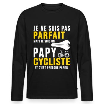 papy cycliste humour vélo velo vélos velos - T-shirt manches longues Premium bio Homme - noir - Devant - Nico (187cm)