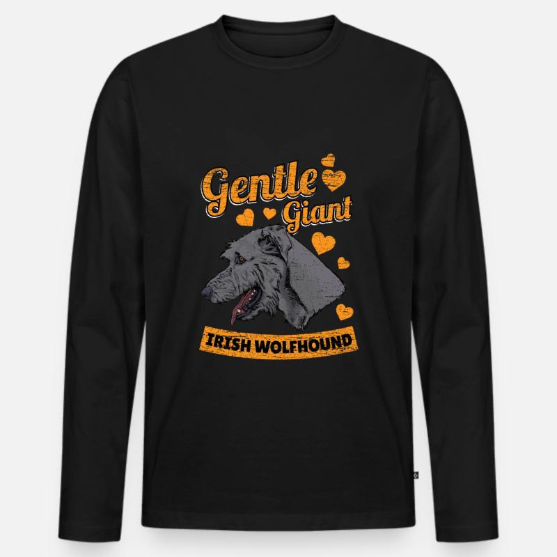 Irischer Wolfshund Herzen - Männer Premium Bio Langarmshirt - Schwarz
