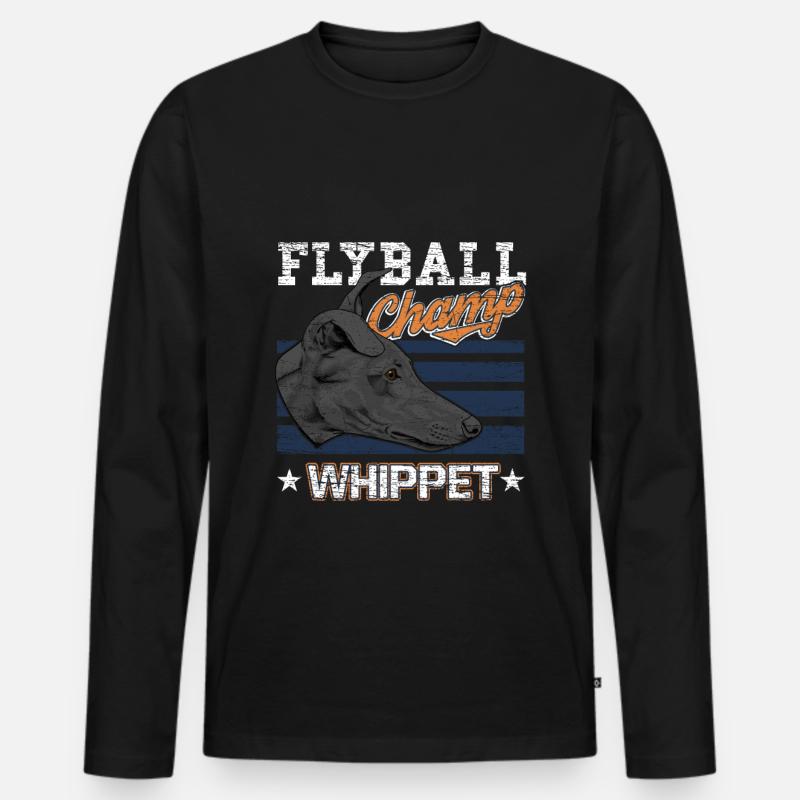 Whippet - Männer Premium Bio Langarmshirt - Schwarz