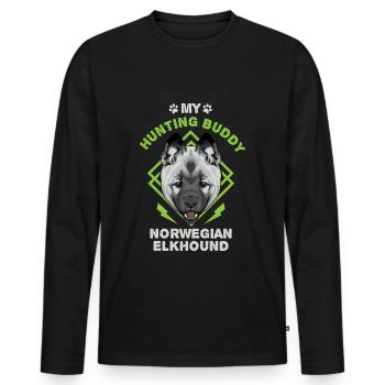 Norwegian Elk Dog Norwegian Elkhound - Men's Premium Organic Long Sleeve Shirt - black - Front - Nico (187cm)