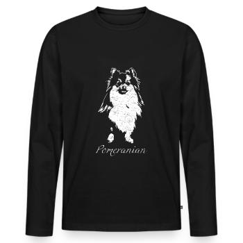 Pignon nain Pomeranian - T-shirt manches longues Premium bio Homme - noir - Devant - Nico (187cm)