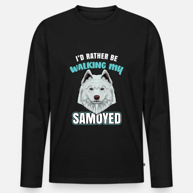 Samojede Samoyed - Männer Premium Bio Langarmshirt - Schwarz