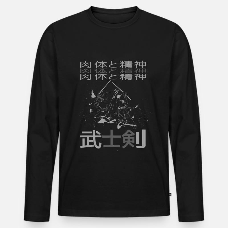 Samurai - Männer Premium Bio Langarmshirt - Schwarz