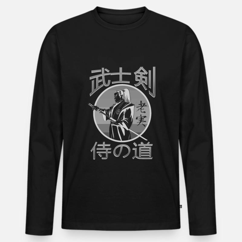 Samurai - Männer Premium Bio Langarmshirt - Schwarz