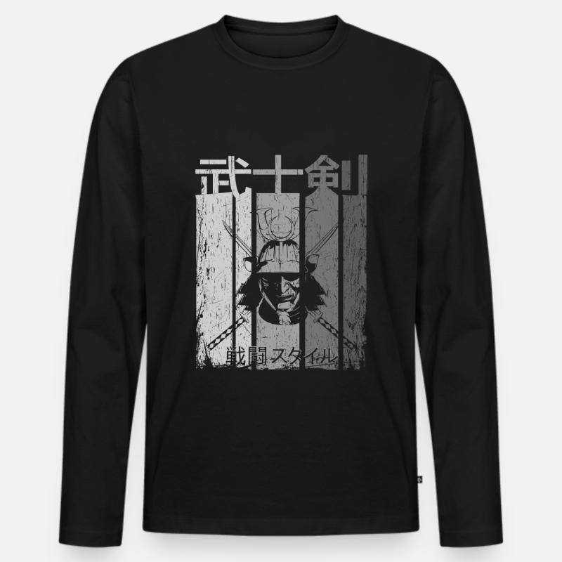 Samurai - Männer Premium Bio Langarmshirt - Schwarz