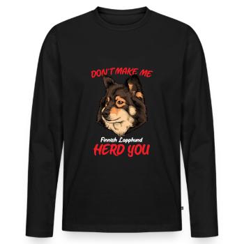 Finnish Lapphund - Men's Premium Organic Long Sleeve Shirt - black - Front - Nico (187cm)