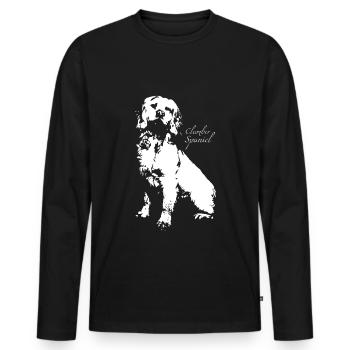 Épagneul Clumber - T-shirt manches longues Premium bio Homme - noir - Devant - Nico (187cm)