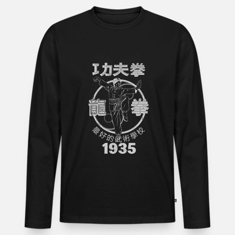 KUNG FU - Männer Premium Bio Langarmshirt - Schwarz