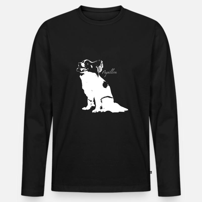 Papillon - Männer Premium Bio Langarmshirt - Schwarz