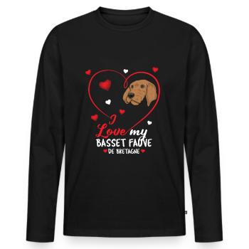 Basset Fauve de Bretagne - Men's Premium Organic Long Sleeve Shirt - black - Front - Nico (187cm)