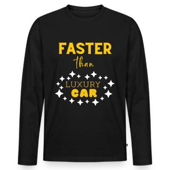 plus rapide que les voitures de luxe - T-shirt manches longues Premium bio Homme - noir - Devant - Nico (187cm)