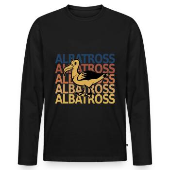 Albatross Seevogel Retro Vintage Schrift - Männer Premium Bio Langarmshirt - Schwarz - Vorne - Nico (187cm)