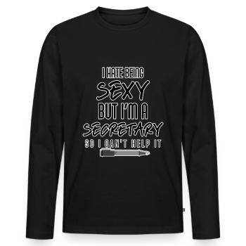 secretary - Men's Premium Organic Long Sleeve Shirt - black - Front - Nico (187cm)