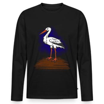 cigogne - T-shirt manches longues Premium bio Homme - noir - Devant - Nico (187cm)