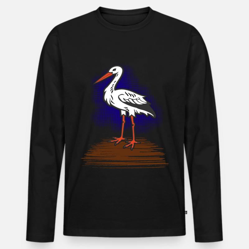 Storch - Männer Premium Bio Langarmshirt - Schwarz