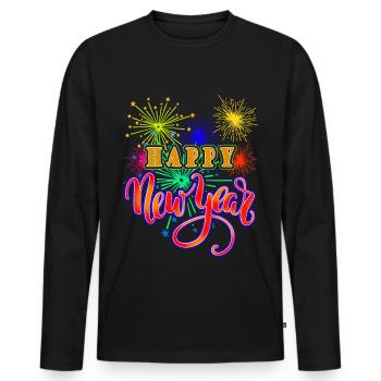 New Year Happy New Year - Men's Premium Organic Long Sleeve Shirt - black - Front - Nico (187cm)