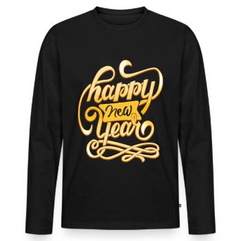 New Year Happy New Year - Men's Premium Organic Long Sleeve Shirt - black - Front - Nico (187cm)
