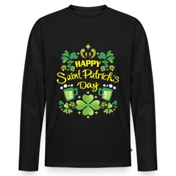 St. Patrick's Day - Men's Premium Organic Long Sleeve Shirt - black - Front - Nico (187cm)