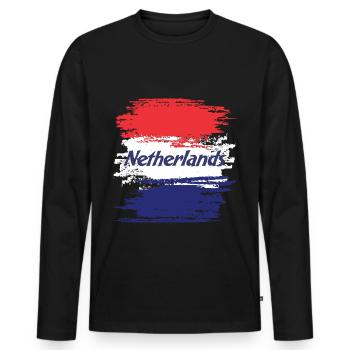 Netherlands - Men's Premium Organic Long Sleeve Shirt - black - Front - Nico (187cm)