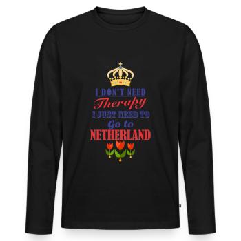 Netherlands - Men's Premium Organic Long Sleeve Shirt - black - Front - Nico (187cm)