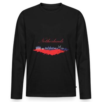 Netherlands - Men's Premium Organic Long Sleeve Shirt - black - Front - Nico (187cm)