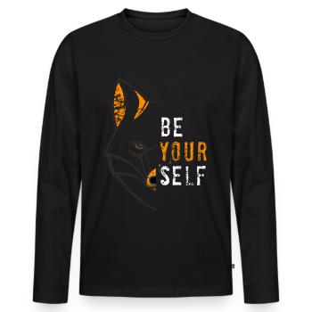 Fuchs - Männer Premium Bio Langarmshirt - Schwarz - Vorne - Nico (187cm)
