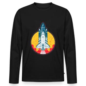 Navette spatiale Vaisseau spatial Space Galaxy Space - T-shirt manches longues Premium bio Homme - noir - Devant - Nico (187cm)