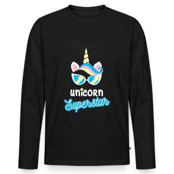 Unicorn Unicorns - Men's Premium Organic Long Sleeve Shirt - black - Front - Nico (187cm)