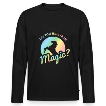 Unicorn Unicorns - Men's Premium Organic Long Sleeve Shirt - black - Front - Nico (187cm)