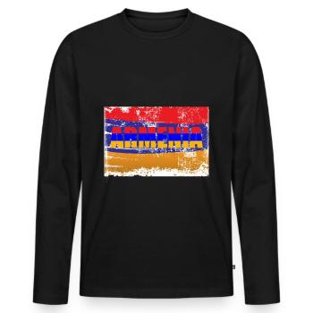Armenia Jerwan Country Europe Asia Gift - Men's Premium Organic Long Sleeve Shirt - black - Front - Nico (187cm)