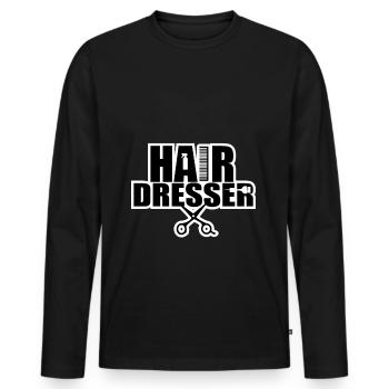 Salon de coiffure Salon de coiffure Salon de coiffure Coiffure Coiffure - T-shirt manches longues Premium bio Homme - noir - Devant - Nico (187cm)