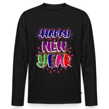 Nouvel an Nouvel An Minuit - T-shirt manches longues Premium bio Homme - noir - Devant - Nico (187cm)