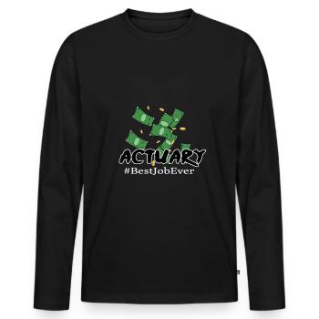 Actuuar chiffres finances assurance cadeau - T-shirt manches longues Premium bio Homme - noir - Devant - Nico (187cm)