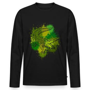 Crocodile Aligator predator reptile gift - Men's Premium Organic Long Sleeve Shirt - black - Front - Nico (187cm)