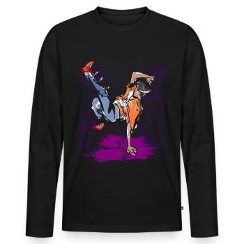 Breakdance Hip Hop Music Rhythm - T-shirt manches longues Premium bio Homme - noir - Devant - Nico (187cm)