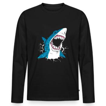 Requin requin - T-shirt manches longues Premium bio Homme - noir - Devant - Nico (187cm)