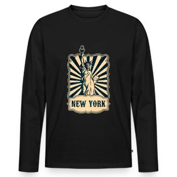New York Freiheitsstatue - Männer Premium Bio Langarmshirt - Schwarz - Vorne - Nico (187cm)