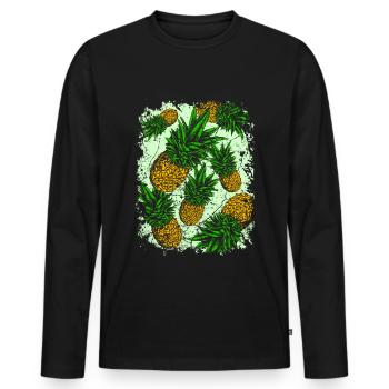 Ananas - Männer Premium Bio Langarmshirt - Schwarz - Vorne - Nico (187cm)