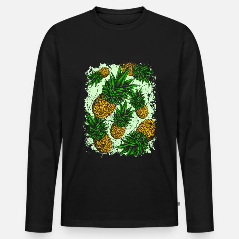 Ananas - Männer Premium Bio Langarmshirt - Schwarz