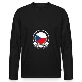 République tchèque Prague Europe UE Euro - T-shirt manches longues Premium bio Homme - noir - Devant - Nico (187cm)
