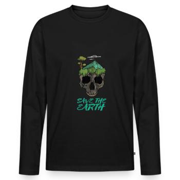 Earthday Earth and Conservation - Men's Premium Organic Long Sleeve Shirt - black - Front - Nico (187cm)