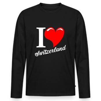Switzerland Switzerland Love - Men's Premium Organic Long Sleeve Shirt - black - Front - Nico (187cm)