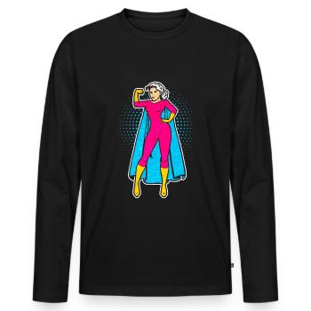 Powerfrau Frauenpower Superfrau Superheldin - Männer Premium Bio Langarmshirt - Schwarz - Vorne - Nico (187cm)