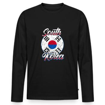 South Korea Korea Korean Korean - Men's Premium Organic Long Sleeve Shirt - black - Front - Nico (187cm)